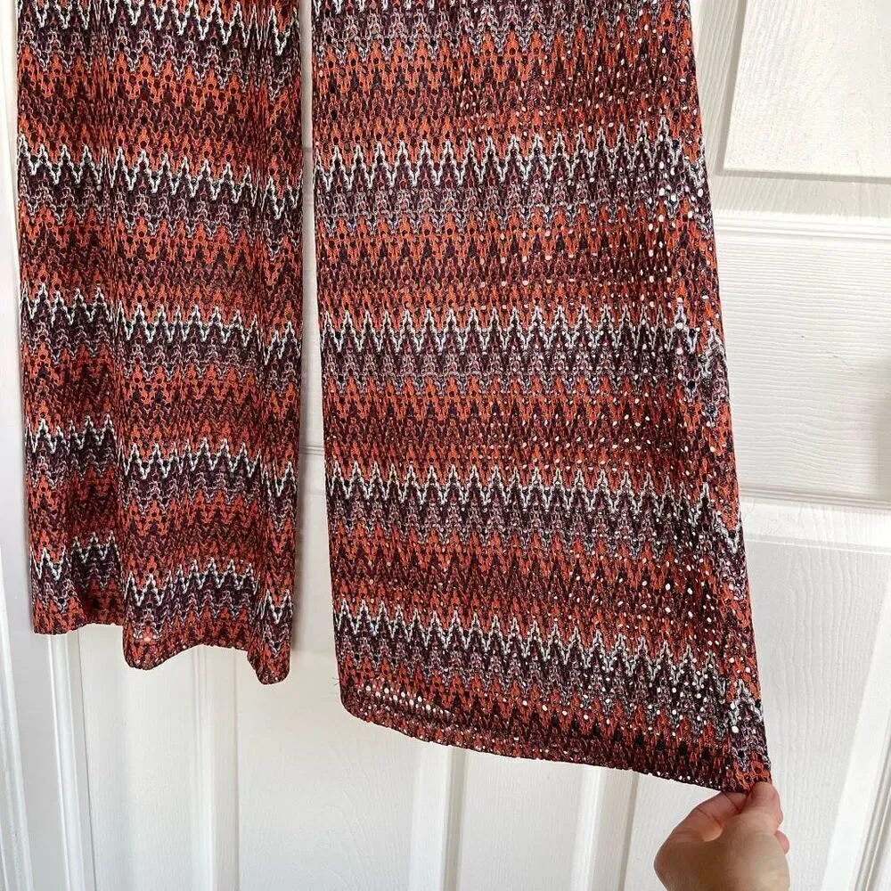ZARA Trafaluc Zig Zag Chevron Open Knit Wide Leg Pants - Small